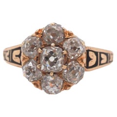 Anello di fidanzamento con diamante e smalto di un vecchio minatore del 1890 circa