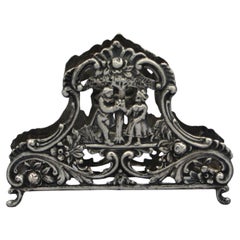 circa 1890s Rococo Style Silver Letter Rack