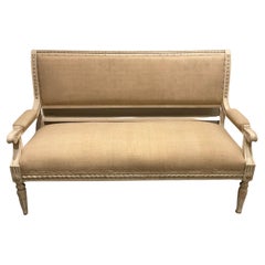 Circa 1890s Swedish Painted Sofa Gustavian Style Upholstered in a French Linen