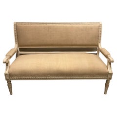 Antique Circa 1890s Swedish Painted Sofa Gustavian Style Upholstered in a French Linen