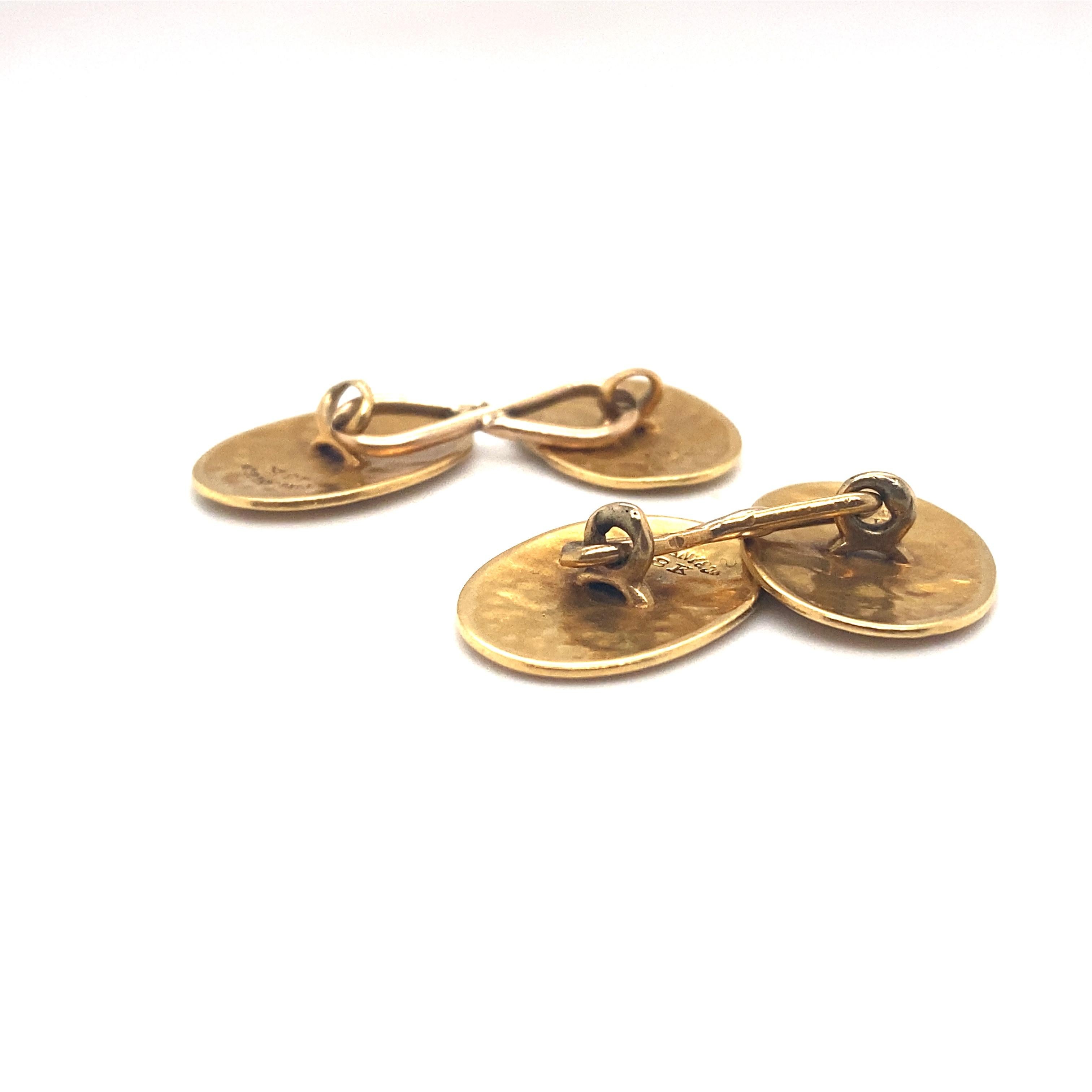 Circa 1890s Tiffany & Co. Etched Cufflinks in 18K Gold 1