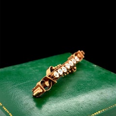 Circa 1890s Victorian 14K Yellow Gold Old Mine Cut Diamond Pin