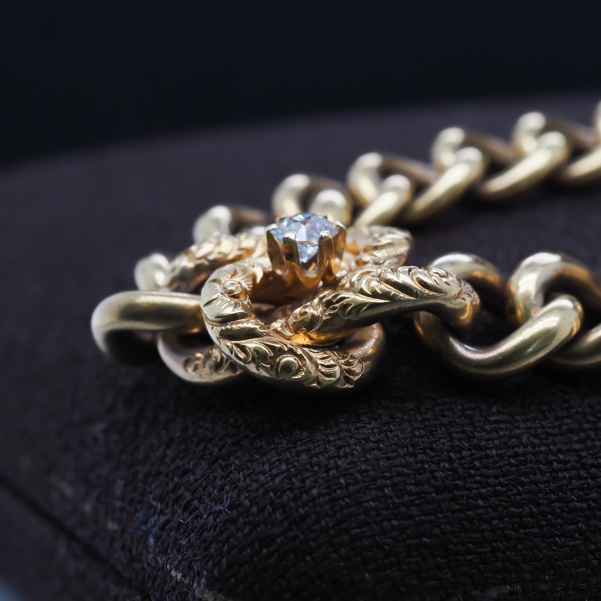 circa 1890s Victorian Bracelet .25 Carat Old European Cut Diamond In Good Condition For Sale In Atlanta, GA