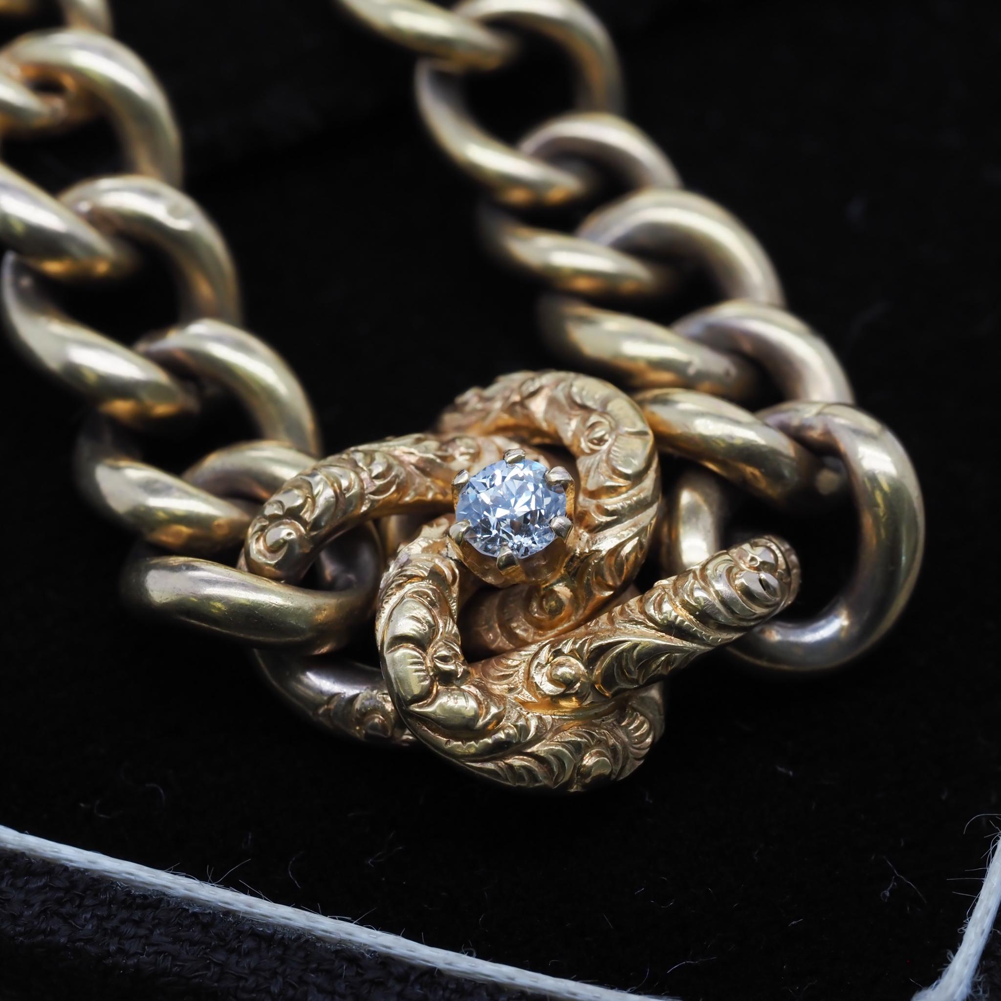 circa 1890s Victorian Bracelet .25 Carat Old European Cut Diamond For Sale 2
