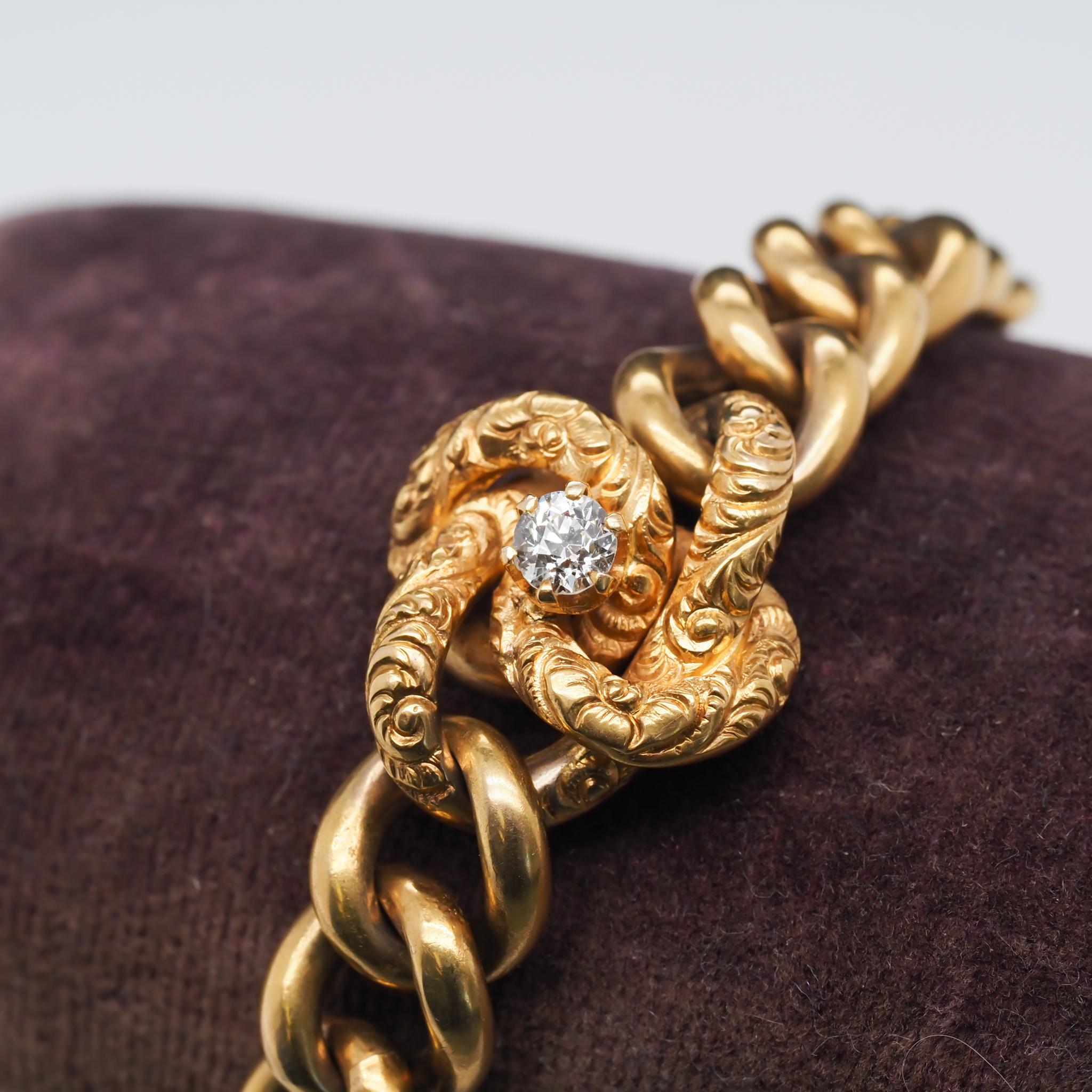 circa 1890s Victorian Bracelet .25 Carat Old European Cut Diamond For Sale 5