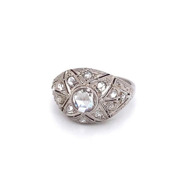 Circa 1890s Victorian Rose Cut Diamond Ring in Platinum and 14K White ...