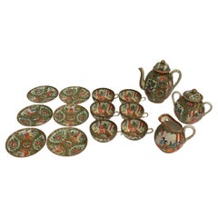 Circa 1891-1911 Chinese Export Rose Medallion Porcelain Tea Service