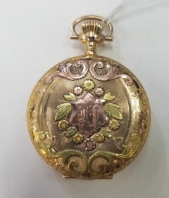 Schöne antike Elgin Taschenuhr 14k massives Goldgehäuse mit weißem Zifferblatt, um 1891
