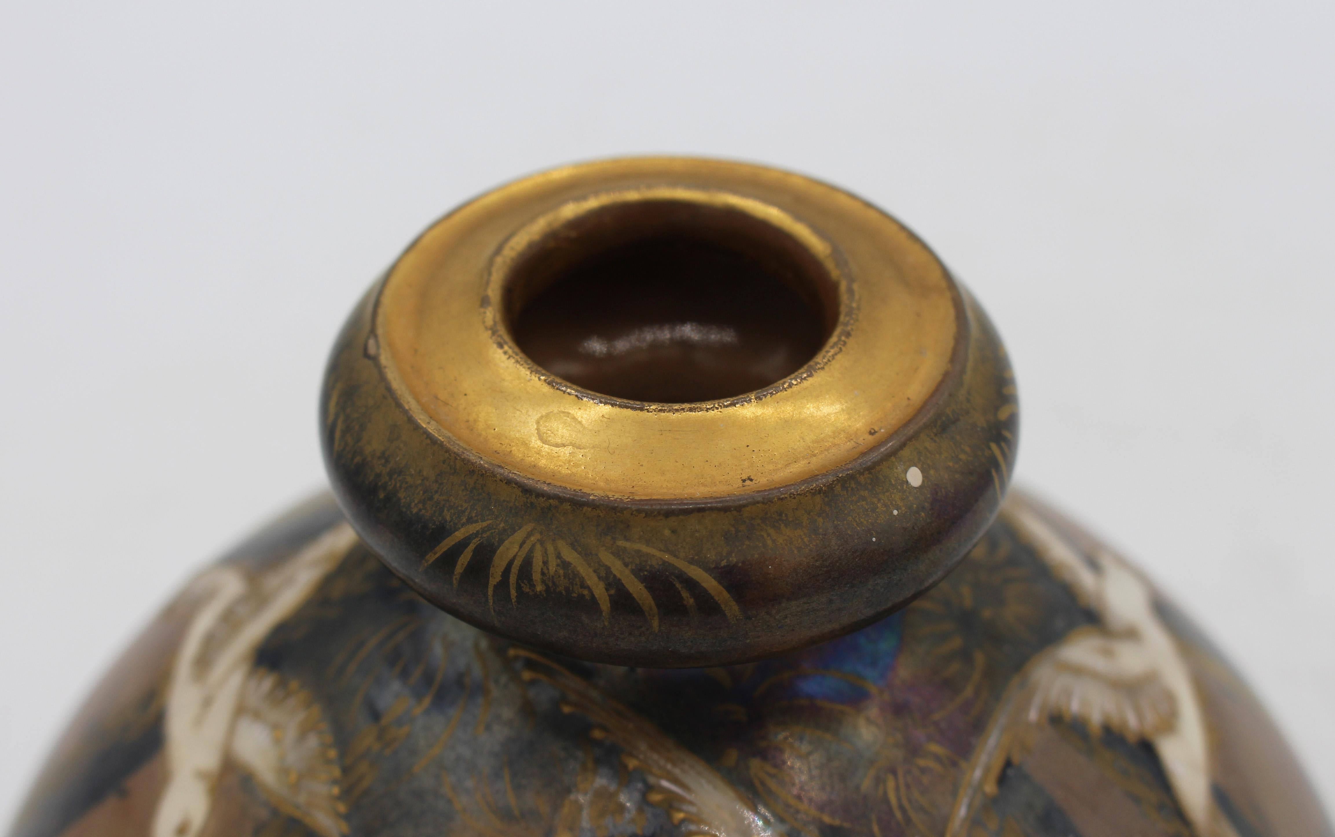 CIRCA 1893-1905 Österreichischer Paul Dachsel Entworfene Jugendstil-Keramik-Vase (Vergoldet) im Angebot