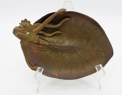 Circa 1895-1910 Probablement Américain Art Nouveau Plat en bronze ou Cendrier à cigares