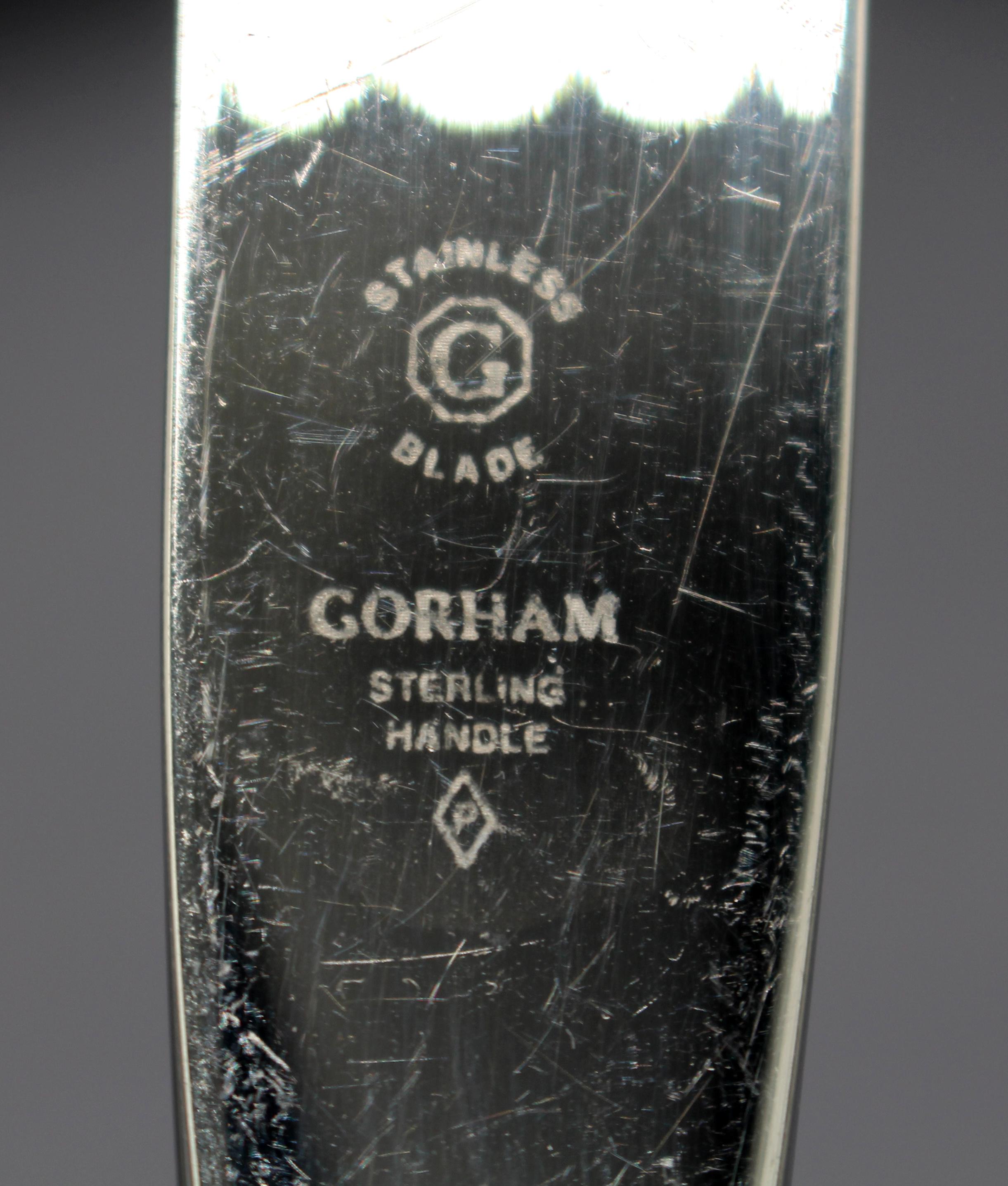 Circa 1897 Set of 12 Strasbourg Pattern Gorham Dinner Knives In Good Condition In Chapel Hill, NC