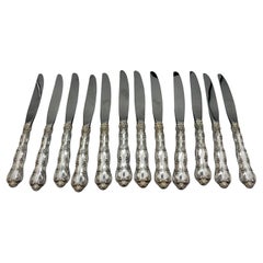 Circa 1897 Set of 12 Strasbourg Pattern Gorham Dinner Knives