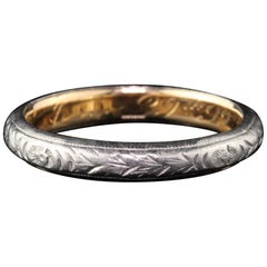 Antiker viktorianischer Platin-Ehering aus 18 Karat Gelbgold, um 1899, Größe 5,25