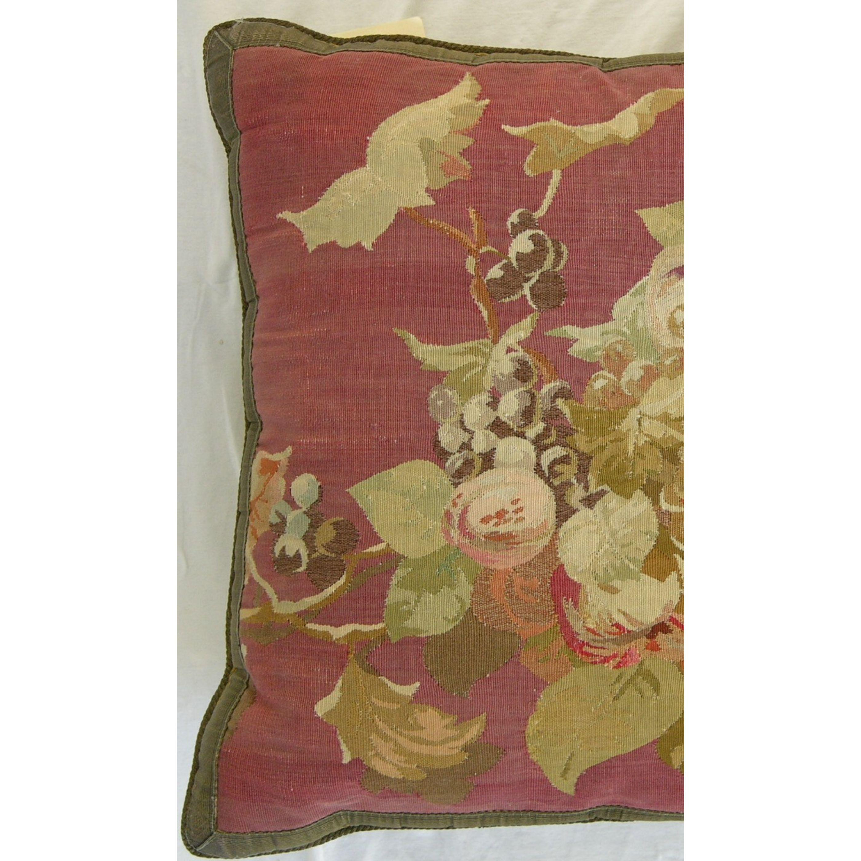Antique French Aubusson Tapestry Pillow Ca. 18th Century