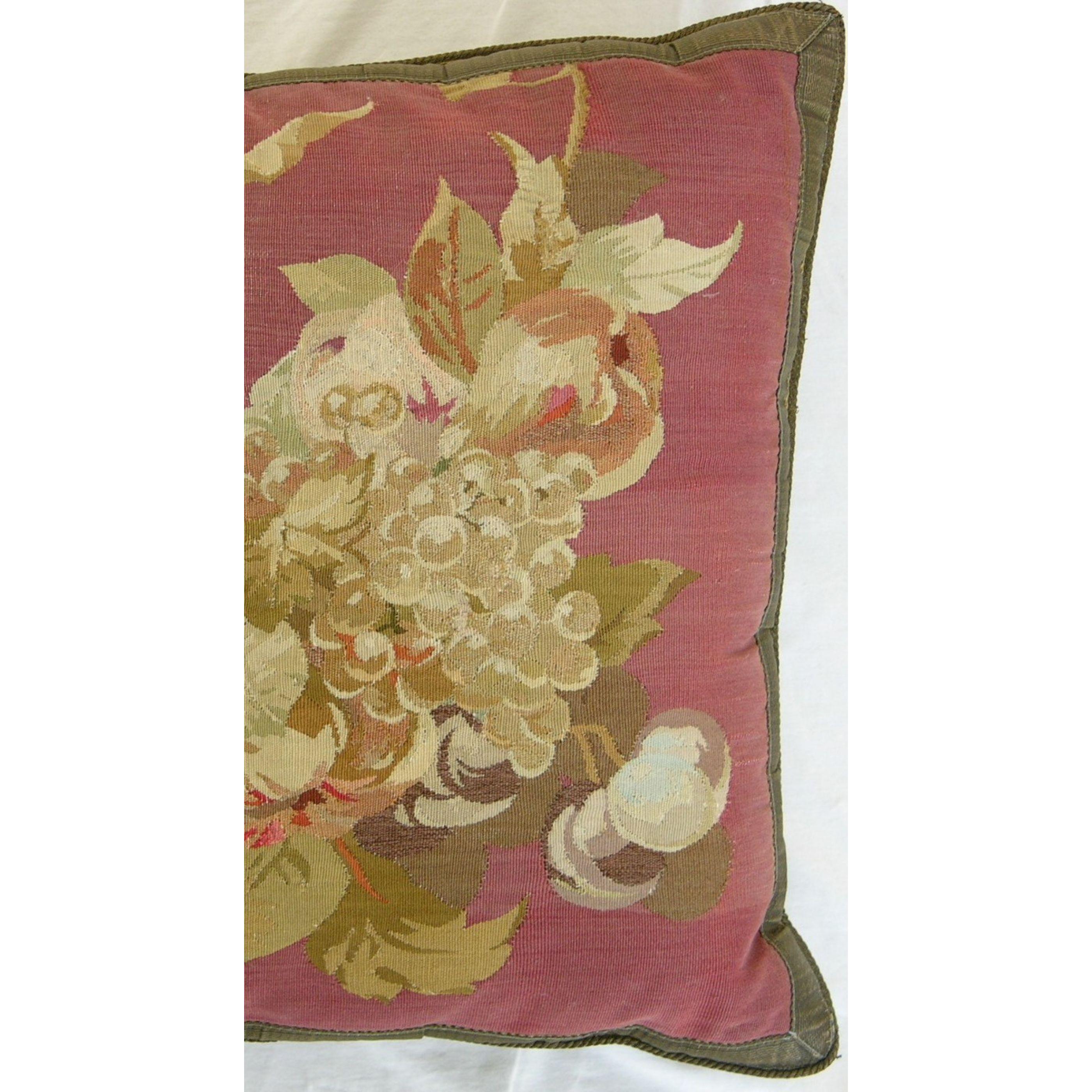Empire Circa 18th Century Antique French Aubusson Tapestry Pillow For Sale
