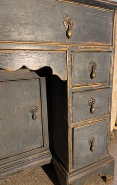 Circa 18th century English unusual size painted kneehole desk or side table