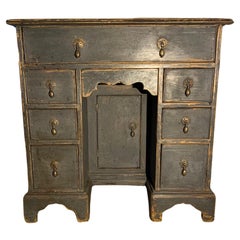 Circa 18th century English unusual size painted kneehole desk or side table
