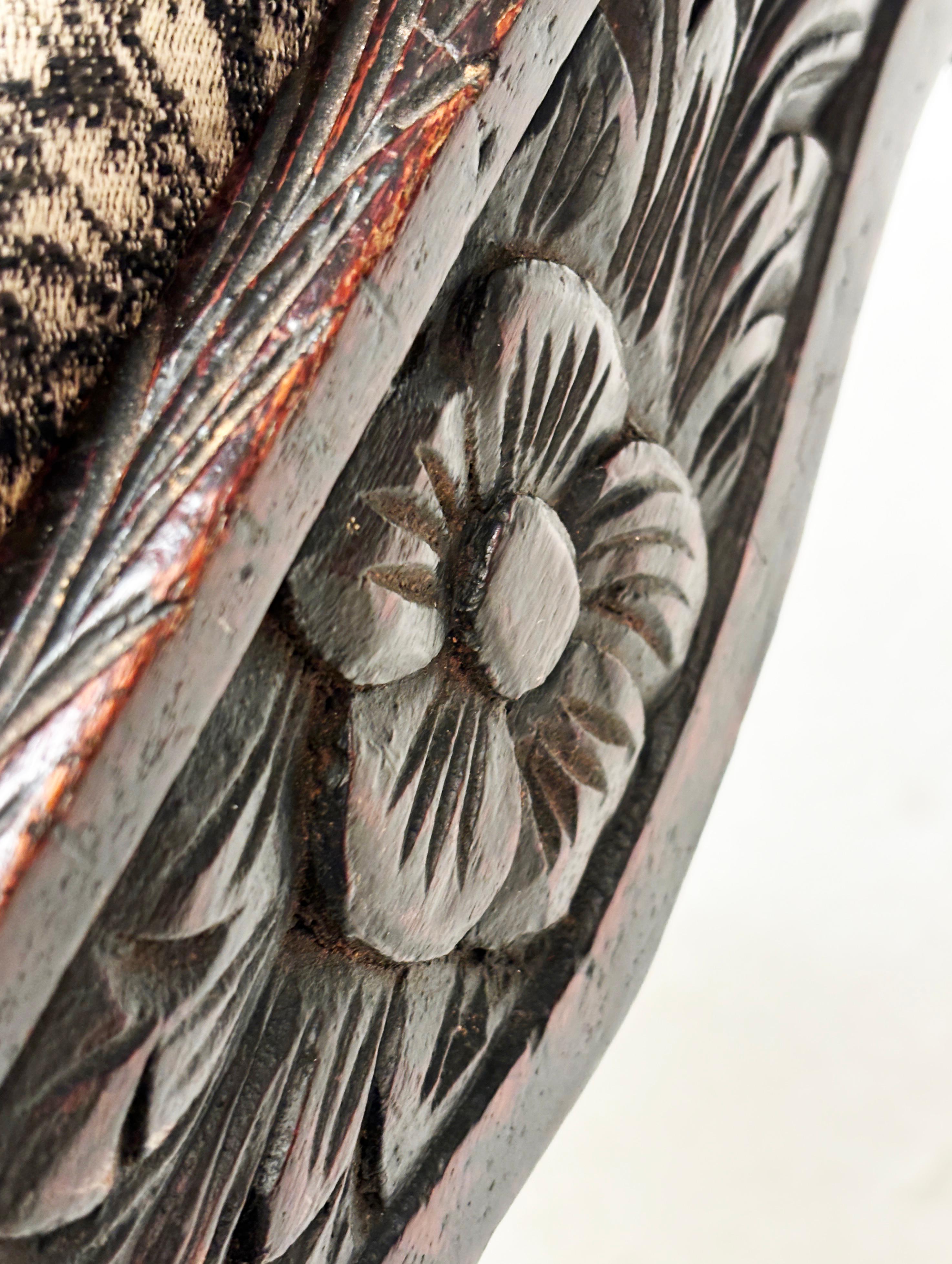 Circa 18th Century Oak Carved Corner Chair-Dutch Colonial For Sale 6