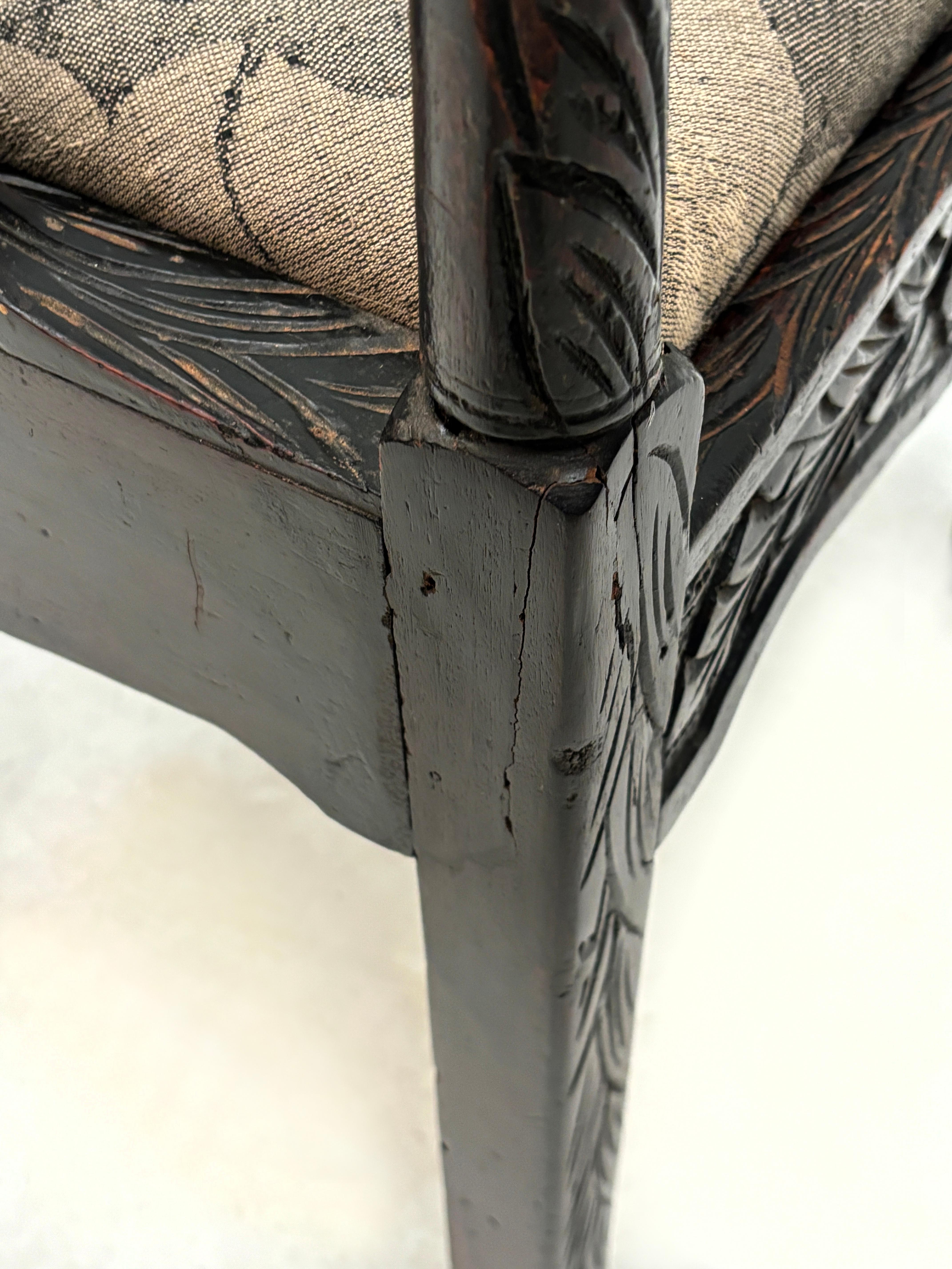 Circa 18th Century Oak Carved Corner Chair-Dutch Colonial For Sale 9