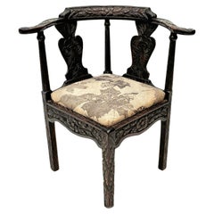 Antique Circa 18th Century Oak Carved Corner Chair-Dutch Colonial