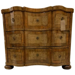 circa 18th Century Swedish Baroque Serpentine Fronted Walnut Commode on Bun Feet