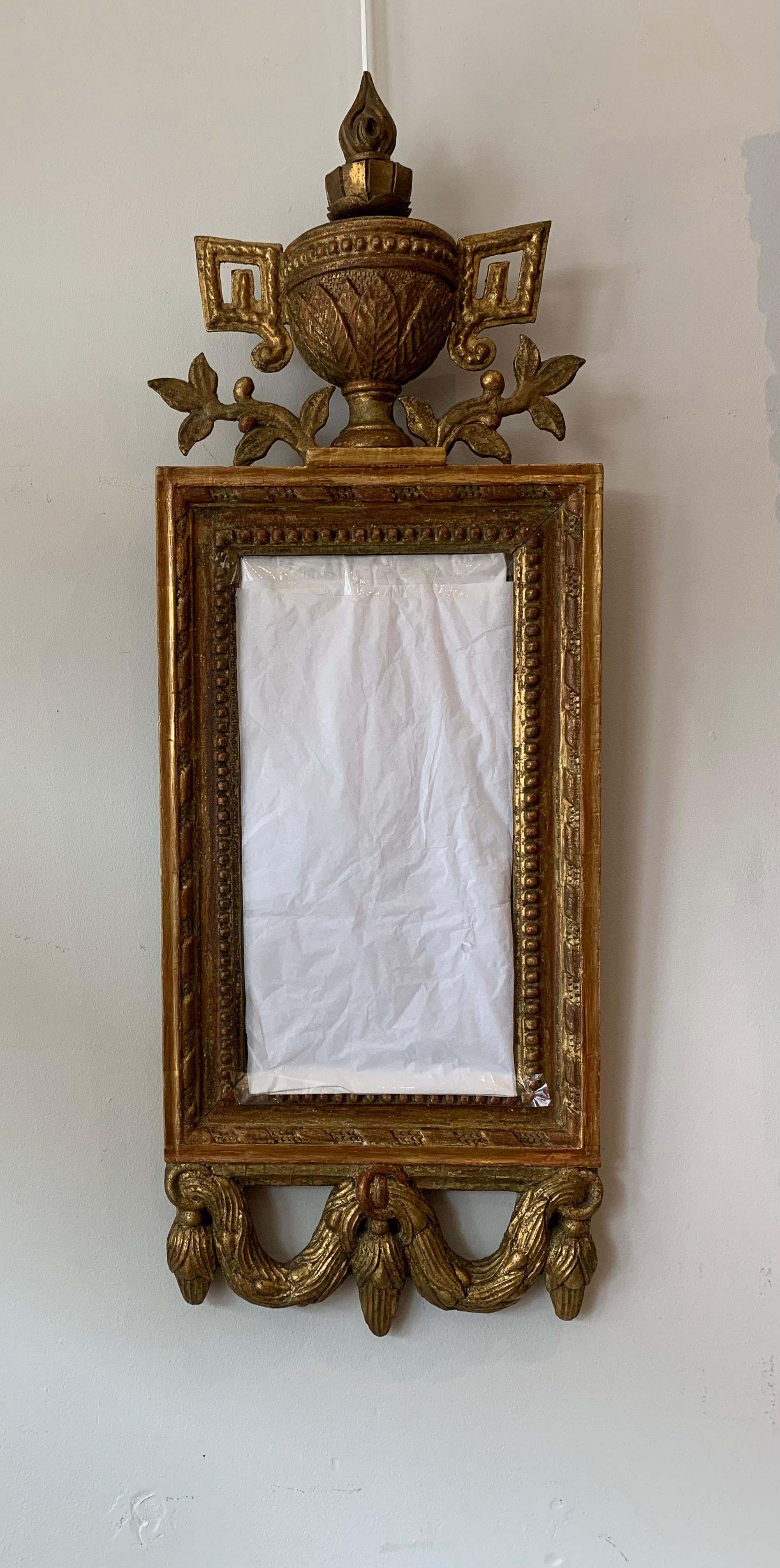 Circa 18th Century Swedish Gilt Mirror with Urn & Swag Decoration  For Sale 10