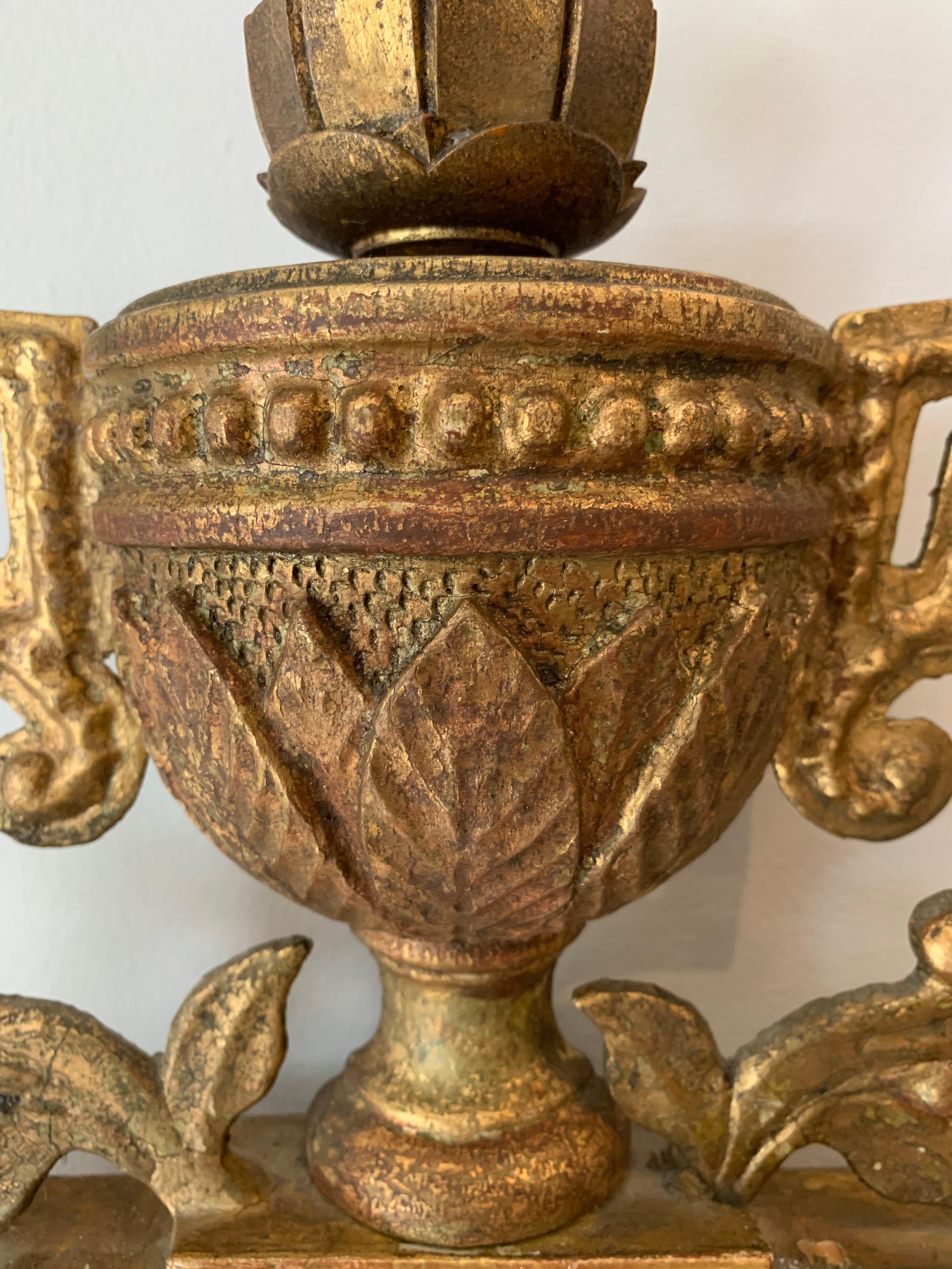 Circa 18th century Swedish gilt mirror with urn & swag decoration 2