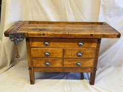 Circa 1900-1910 Totally Restored Wood Workbench With Drawers