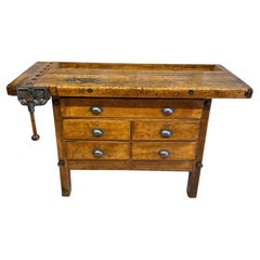 Circa 1900-1910 Totally Restored Wood Workbench With Drawers