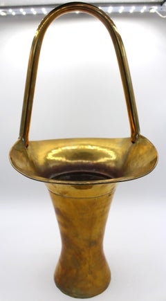 Circa 1900-1920 Large Brass Flower Basket Vase