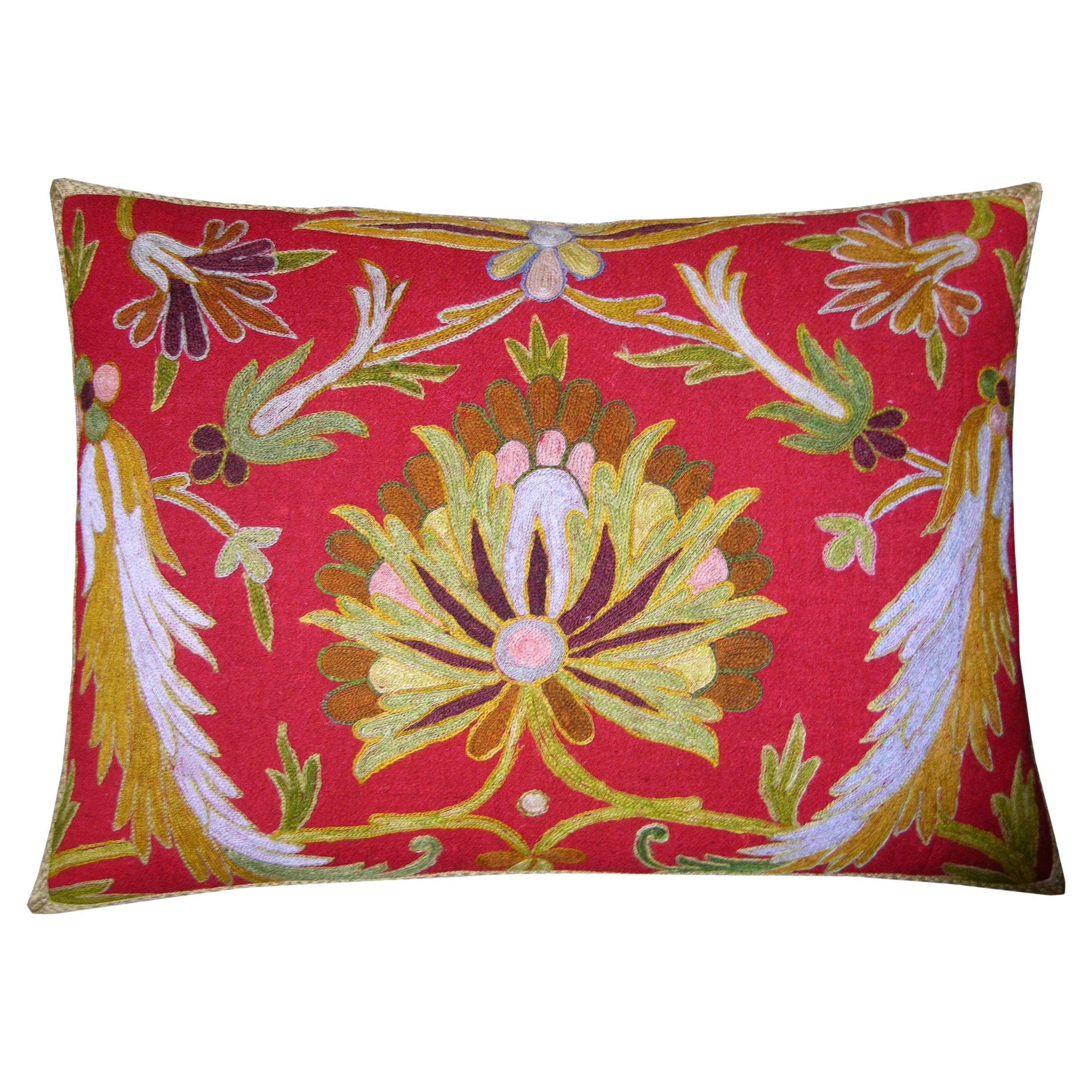 Circa 1900 Antique Embroidery Indian Pillow For Sale