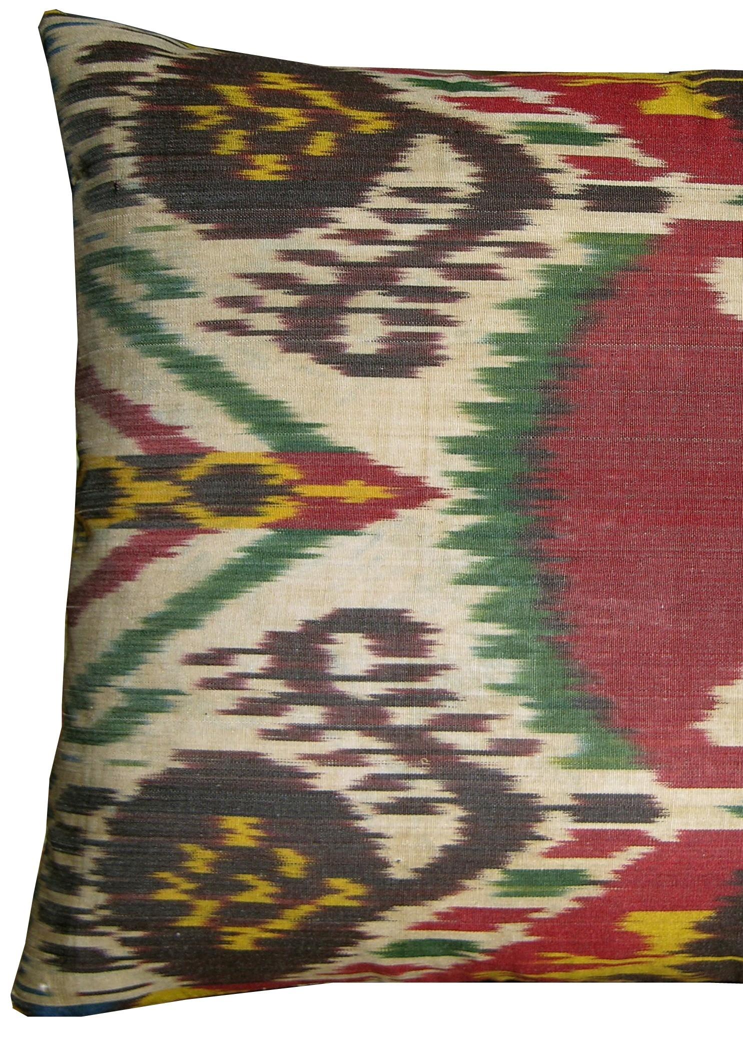 Ca. 1900 Antique Ikat Tapestry Pillow