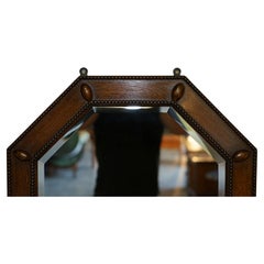 CIRCA 1900 ANTIGUO ESPEJO DE PARED DE ROBLE BOBBIN TALLADO A MANO ESCOTTiSH VIDRIO BARNIZADO