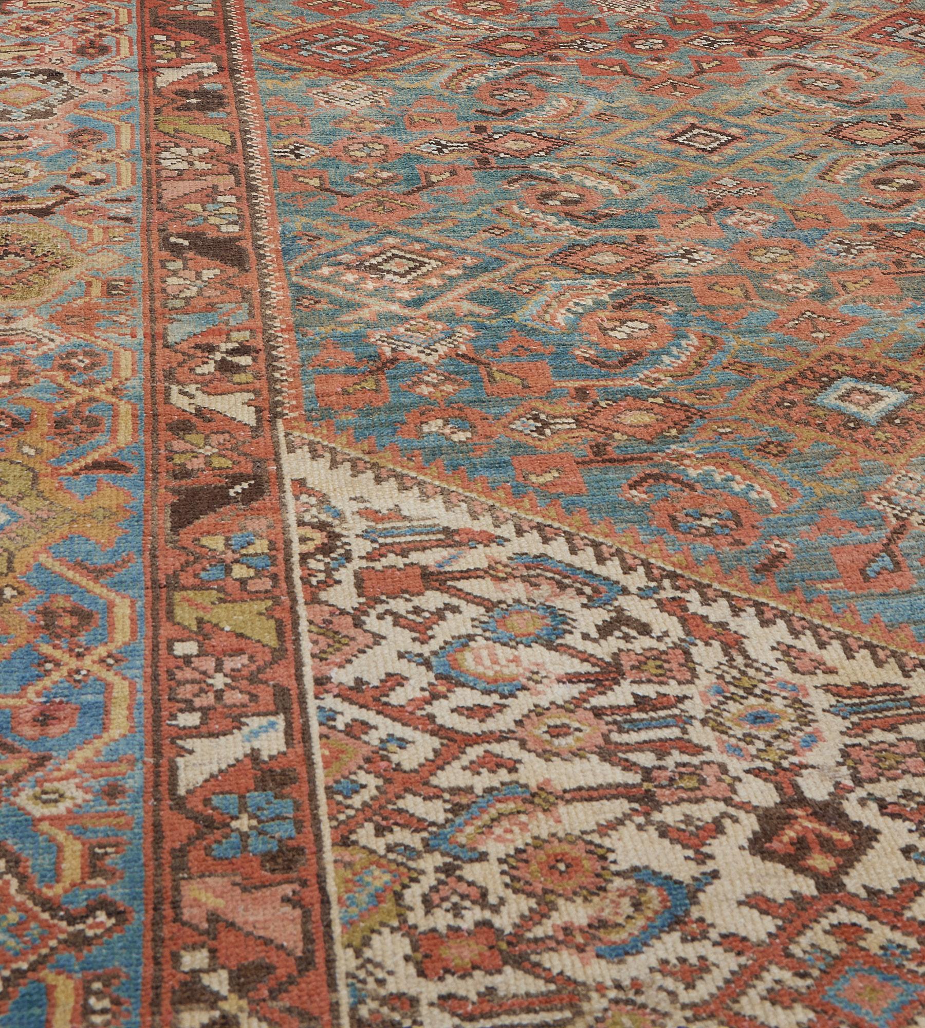 Circa 1900 Antique Wool Herati Persian Malayer Runner  For Sale 3