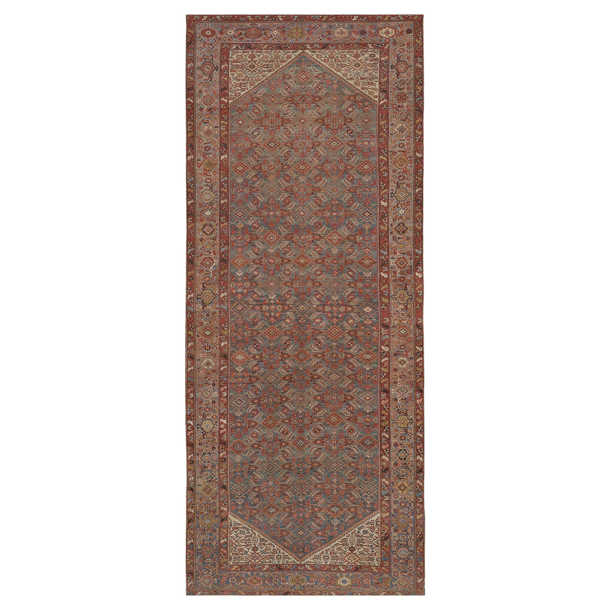 Circa 1900 Antique Wool Herati Persian Malayer Runner (Chemin de table en laine)