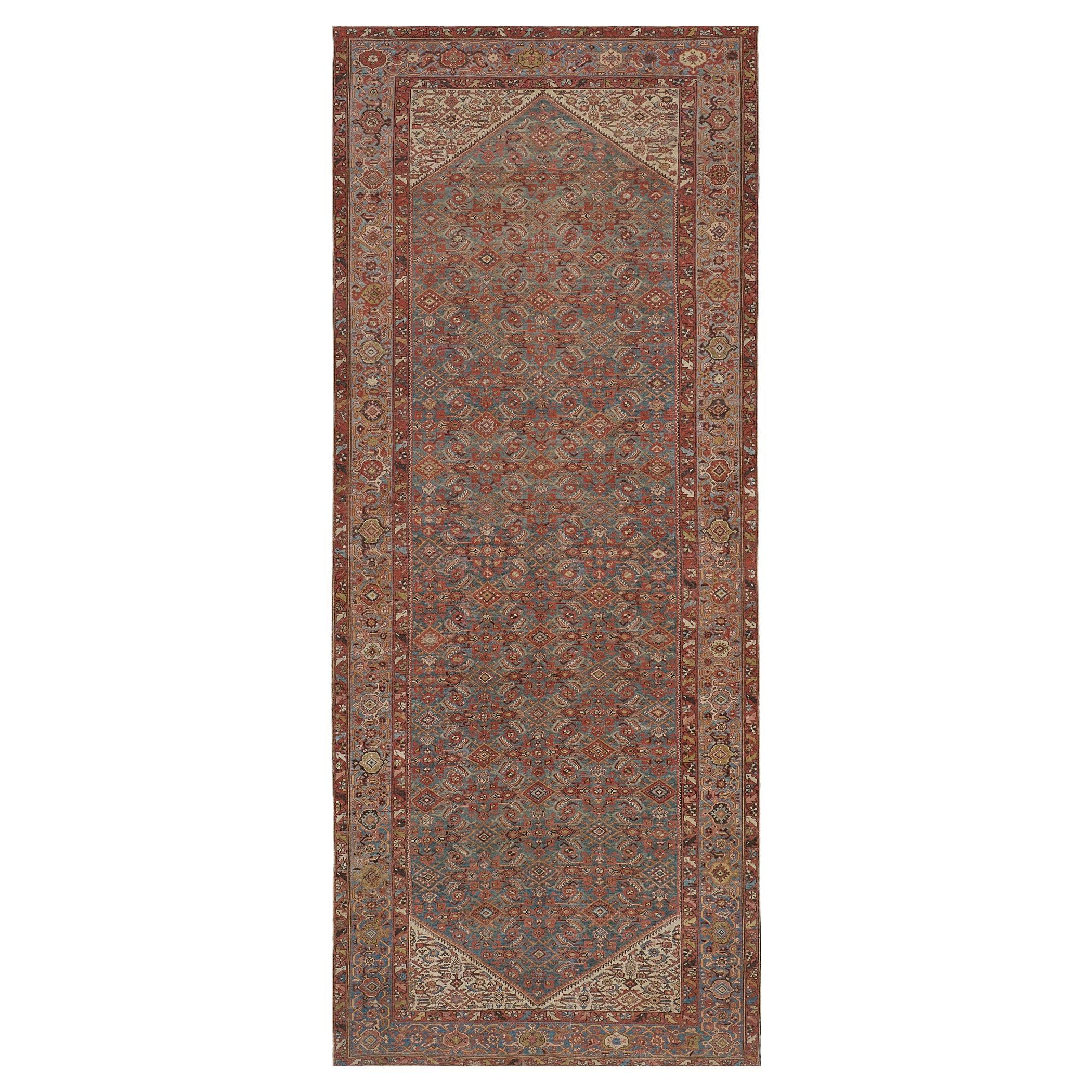 Circa 1900 Antique Wool Herati Persian Malayer Runner  For Sale