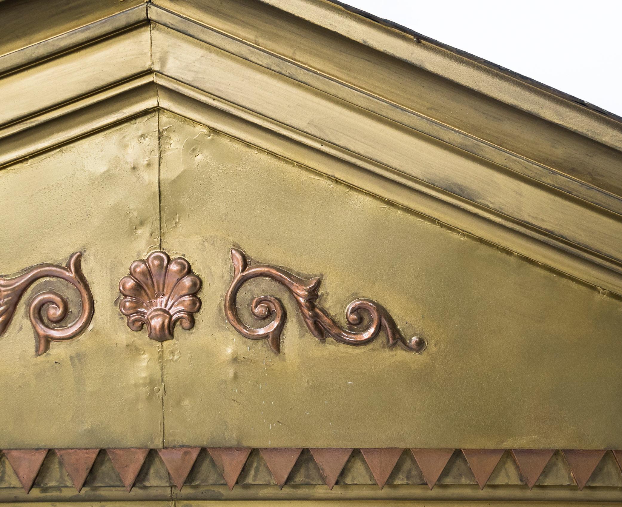 American Circa 1900 Architectural Roman Revival Tin Livery Garage Pediment For Sale