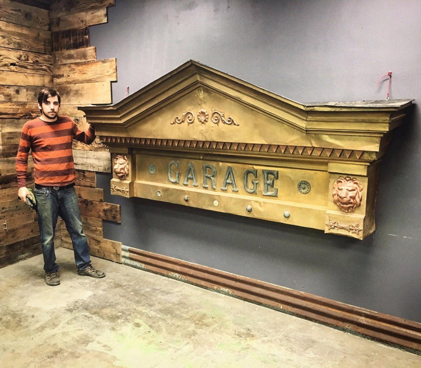 Circa 1900 Architectural Roman Revival Tin Livery Garage Pediment For Sale 1