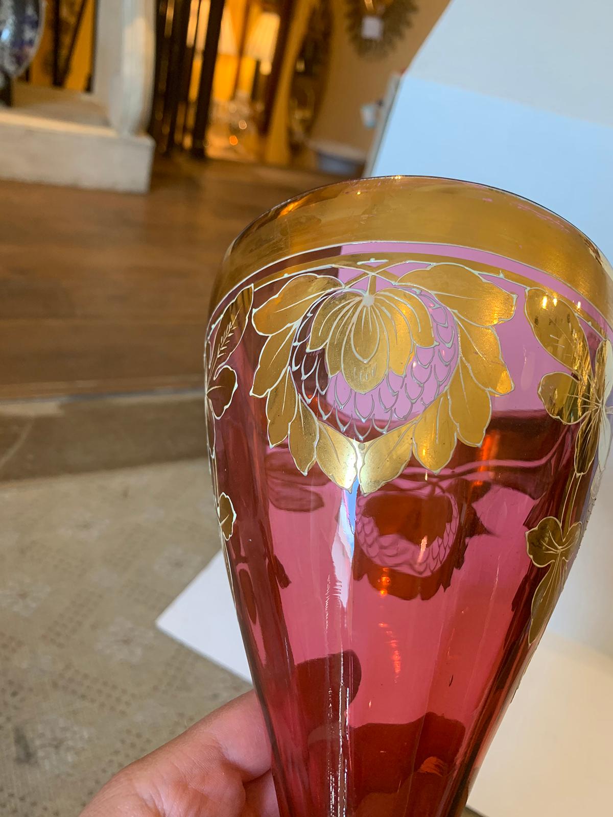 Art Nouveau Gilt and Ruby Glass Vase, circa 1900 For Sale 7