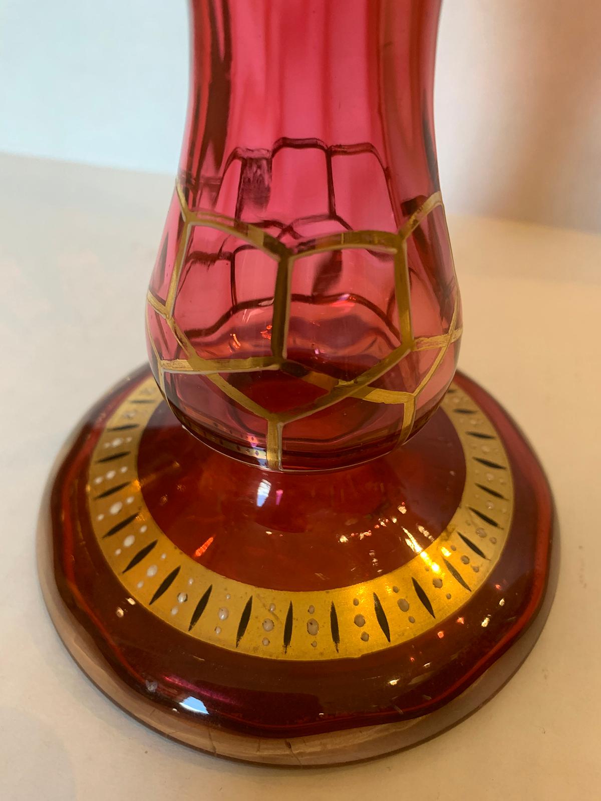 Art Nouveau Gilt and Ruby Glass Vase, circa 1900 For Sale 9