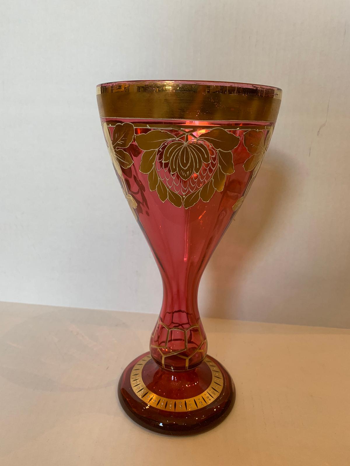 Art Nouveau gilt and ruby glass vase, circa 1900.