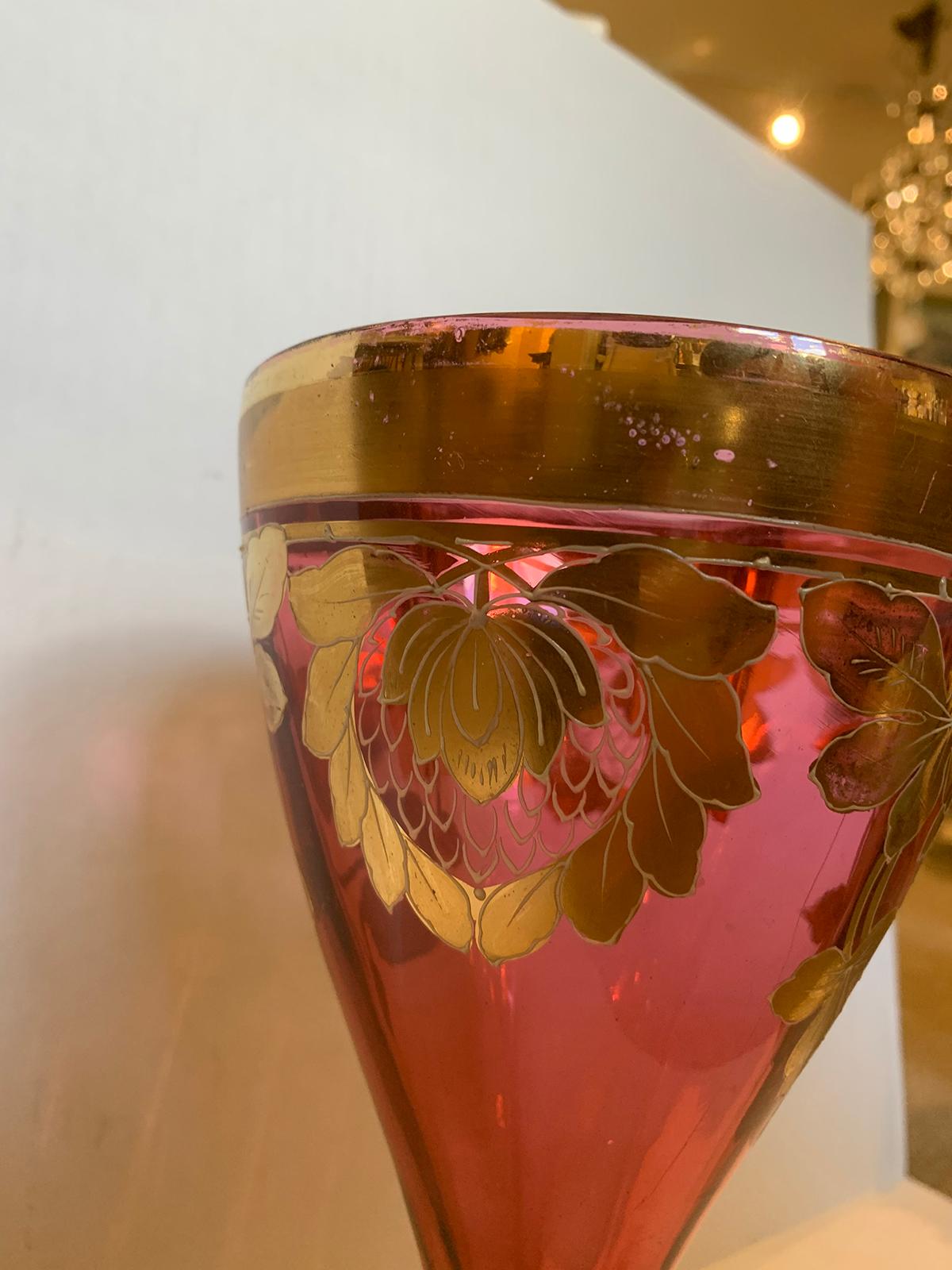 Art Nouveau Gilt and Ruby Glass Vase, circa 1900 For Sale 1