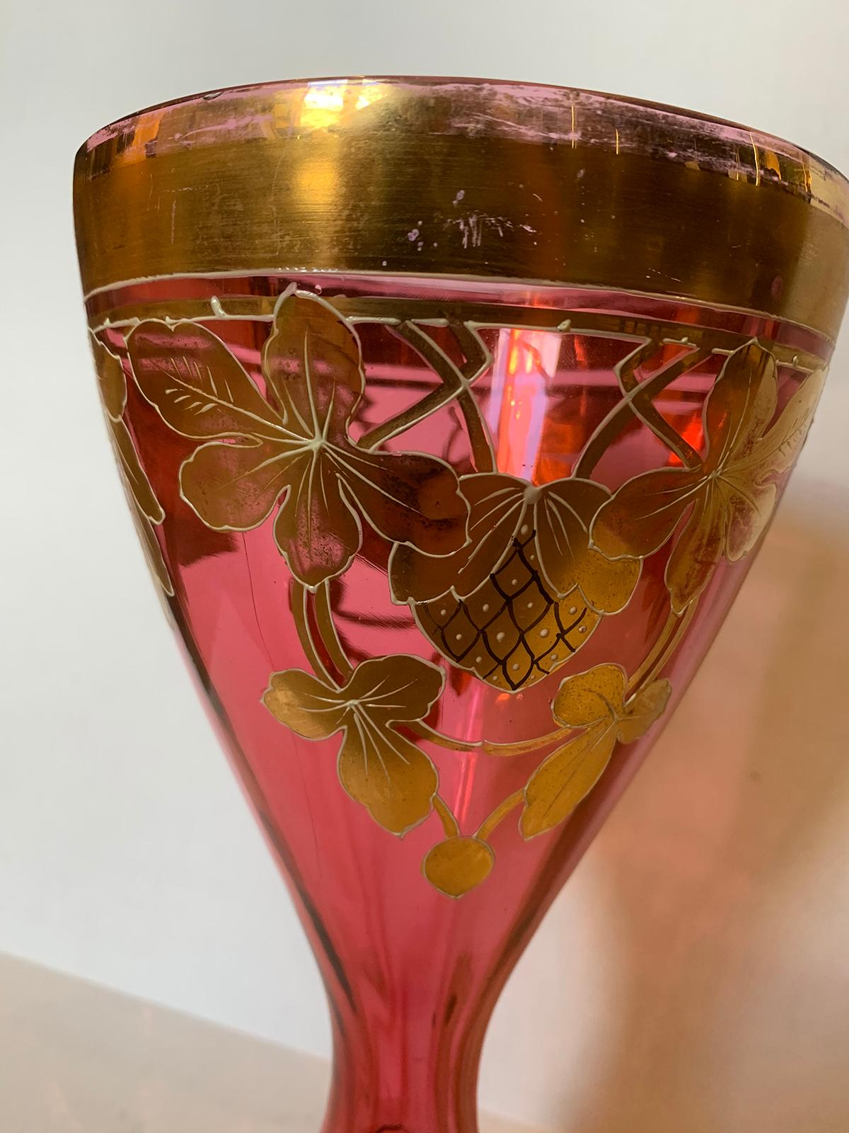 Art Nouveau Gilt and Ruby Glass Vase, circa 1900 For Sale 2