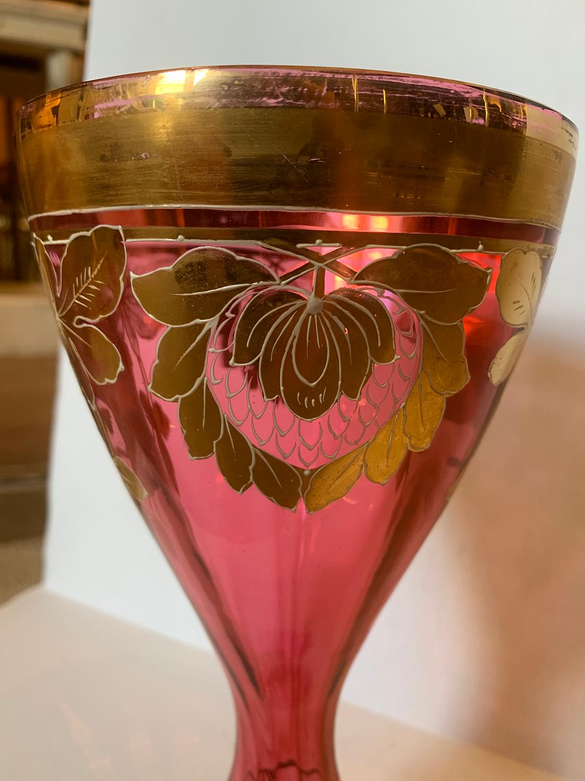 Art Nouveau Gilt and Ruby Glass Vase, circa 1900 For Sale 3