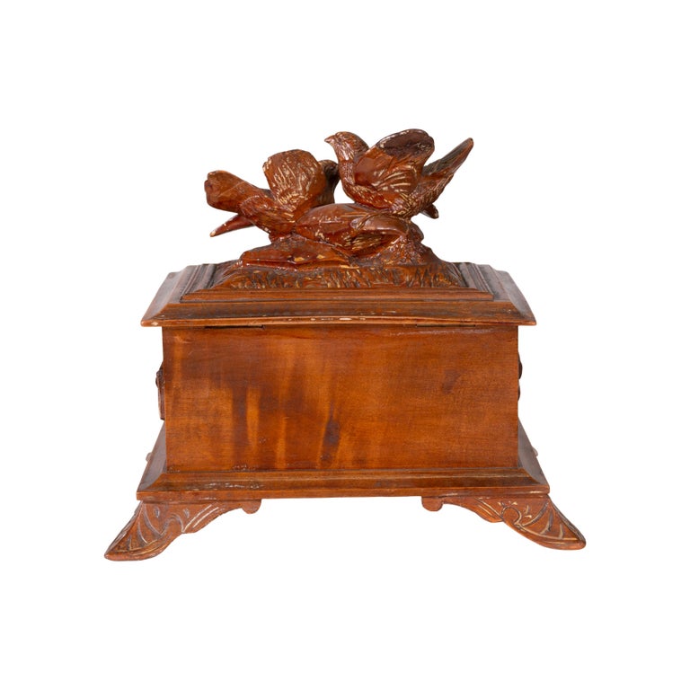 Swiss Black Forest Carved Jewelry Box, circa 1900 For Sale