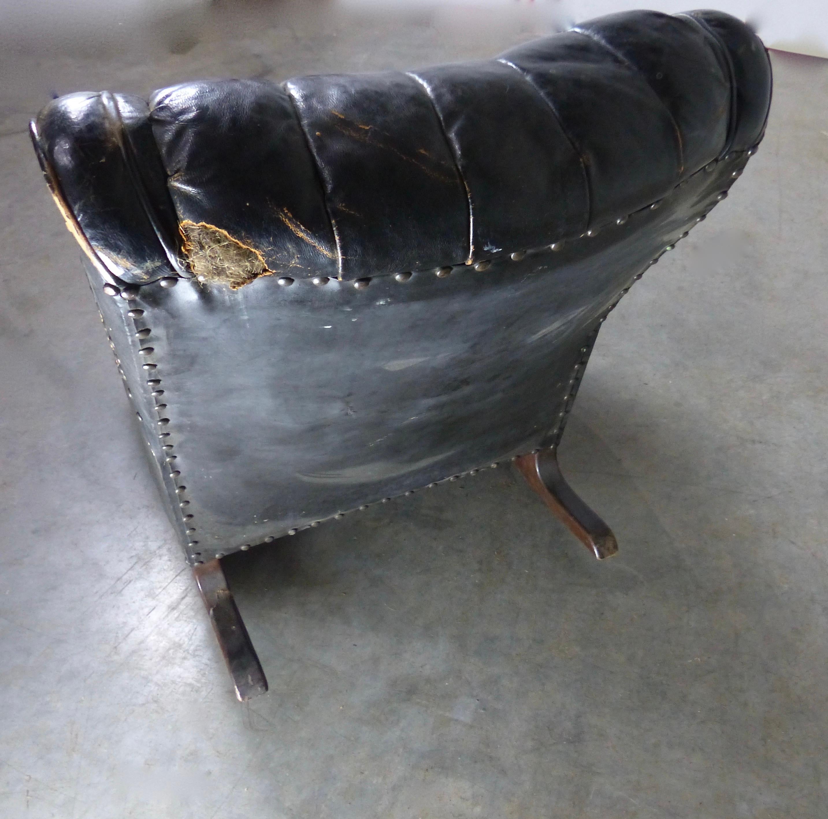 black leather rocking chair