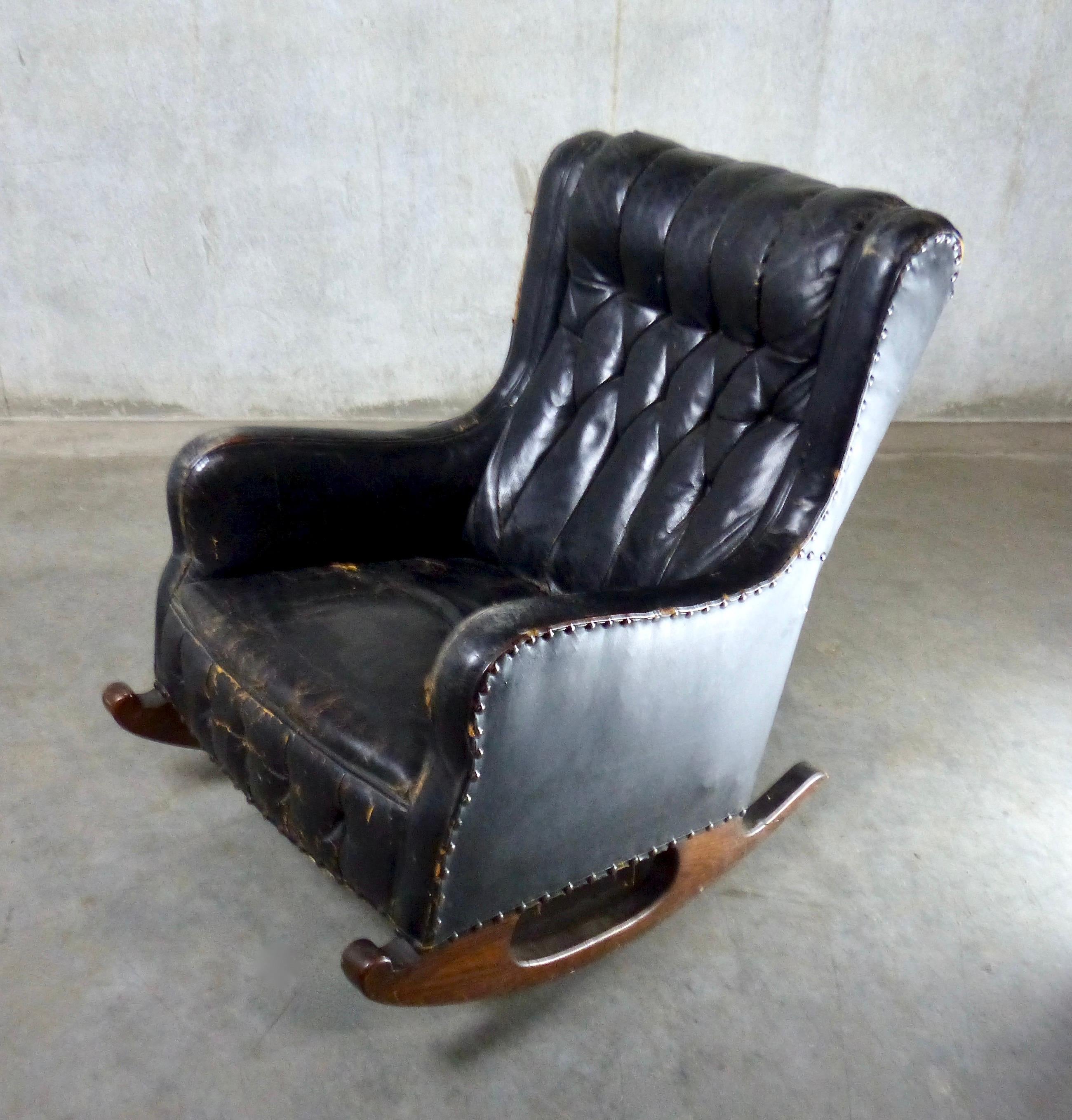 antique wingback rocking chair