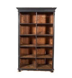 Circa 1900 black painted Swedish open bookcase