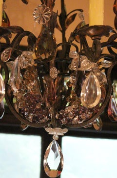 Circa 1900 Blacked Scrolled Metal 8-Light Chandelier