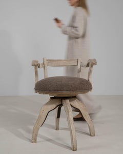 Circa 1900 Bleached Wood Provincial Oak Armchair With Upholstered Seat